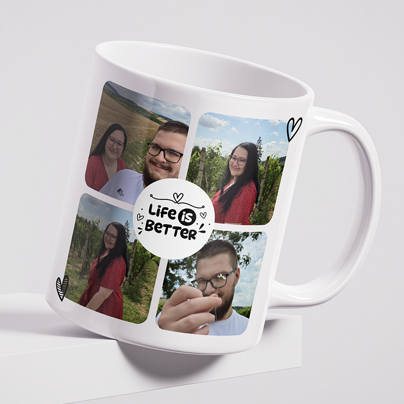 Fotohrnek s vlastní koláží z 8 fotek – Life is better